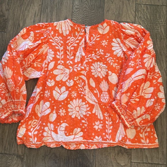 Neon Jungle Blouse Farm Rio LARGE EUC worn X 1 tropical flowy boho - Picture 7 of 7